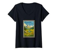 Femme Affiche vintage des années 50 Parc national de la Vanoise T-Shirt avec Col en V