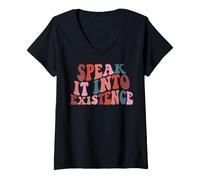Femme Affirmez Vos rêves avec des Mots positifs T-Shirt avec Col en V