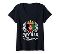 Femme Afghan Queen Afghanistan Flag Proud Afghan Woman T-Shirt avec Col en V