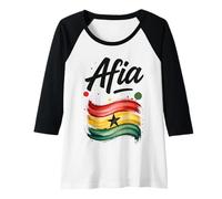 Femme Afia Ghana Drapeau Ghana nom d'anniversaire Cadeau Manche Raglan