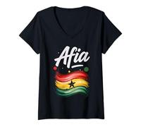 Femme Afia Ghana Drapeau Ghana nom d'anniversaire Cadeau T-Shirt avec Col en V