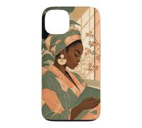 Femme Africaine lisant à côté d'une fenêtre ensoleillée Coque pour iPhone 13