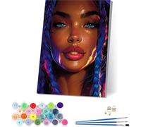 Femme Africaine Peinture Numero Adulte avec Cadre, Peinture Numero Adulte Sexy sur Toile, DIY Loisirs Créatifs Adultes, Paint by Numbers Kit avec Pinceaux, Decoration Maison Cadeau 70x95cm 5-9765
