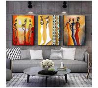 Femme Africaine Porter Couleur Robe Mince Figure Classique Mur Art Toile Peinture Affiche pour Chambre Décor Exotique Affiches et Impressions Photos 75x50cmx3pcs cadre intérieur