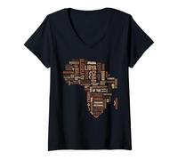 Femme Afrique Carte Pays Histoire Noire Fierté Afro-Américaine T-Shirt avec Col en V