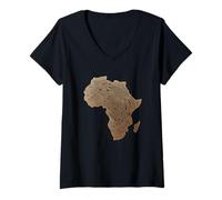 Femme Afrique Continent Empreinte Digitale Identité Heritage Pride Love T-Shirt avec Col en V