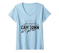 Femme Afrique du Sud Cape Town Table Mountain Travel Randonnée Cadeaux T-Shirt avec Col en V