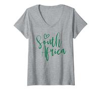 Femme Afrique du Sud Heart Women's Love Afrique du Sud T-Shirt avec Col en V
