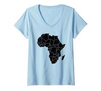 Femme Afrique Pays Afrique Carte T-Shirt avec Col en V