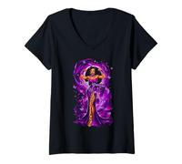 Femme Afro-Américaine Femme Noire Lupus Guerrier Violet Ruban Maman T-Shirt avec Col en V