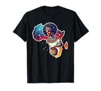 Femme afro avec carte de l'Afrique, couleurs africaines T-Shirt
