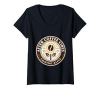 Femme After Coffee Vibes Coming Alive Fleur de Grain de café T-Shirt avec Col en V
