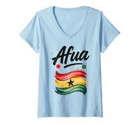 Femme Afua Ghana Drapeau Ghana nom d'anniversaire Cadeau T-Shirt avec Col en V