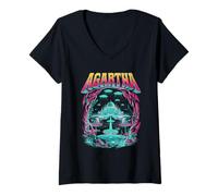 Femme Agartha City T-Shirt OVNI Théorie du Complot Jeu De T-Shirt avec Col en V