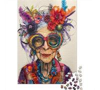 Femme âgée colorée Set Puzzle 1000 Pièces Famille, Carton Solide Recy coration Intérieure, Art Mural, Loisirs Indoor, Défi Mental 38x26cm/1000pcs