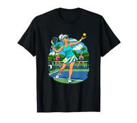 Femme âgée Servant sur Un Terrain de Pickleball extérieur T-Shirt