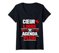 Femme Agenda Coeur Libre Plein Humour Amour T-Shirt avec Col en V