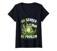 Femme Agender Grenouille sans Sexe T-Shirt avec Col en V
