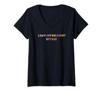 Femme Agent d'application de la loi sur les pelouses T-Shirt avec Col en V