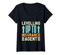 Femme Agent D'assurance Levelling Up to Courtier D'assurance Drôle T-Shirt avec Col en V