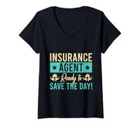 Femme Agent D'assurance Save The Day Courtier D'assurance Drôle T-Shirt avec Col en V