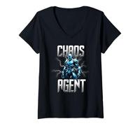 Femme Agent du Chaos - Démissionné de l'ordre - Into The Matrix Graphic T-Shirt avec Col en V
