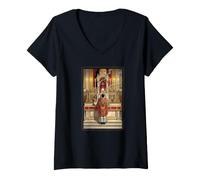 Femme Agnus Dei Sanctus Traditionnel Latin Messe Catholique T-Shirt avec Col en V