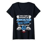 Femme Agriculteur Quadra Beau Gosse Et Classe au Volant Du Tract T-Shirt avec Col en V