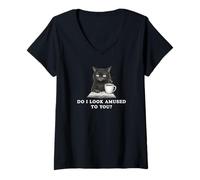 Femme AI-Je l'air amusé, Chat en colère, drôle et agacé T-Shirt avec Col en V