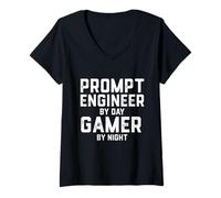 Femme AI Prompt Engineer Gamer T-Shirt avec Col en V