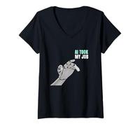 Femme AI Took My Job Funny Tech Worker Creative T-Shirt avec Col en V