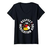 Femme Aide À La Médication Respect The Medication Aide T-Shirt avec Col en V