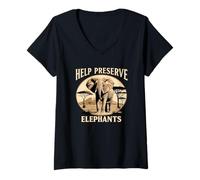 Femme Aide à préserver les éléphants, le bien-être des animaux et sauver le troupeau T-Shirt avec Col en V
