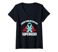 Femme Aide au rétablissement de la dépendance aux Super-héros Warrior Fighter T-Shirt avec Col en V