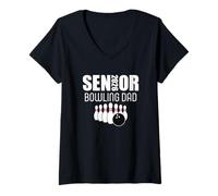 Femme Aide aux Parents de l'équipe de Bowling Senior 2026 T-Shirt avec Col en V