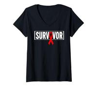 Femme Aids Survivor HIV Red Ribbon Aids Warrior - World Aids Day T-Shirt avec Col en V