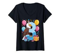 Femme Aigle 3ème anniversaire garçon fille 3 ans troisième aigle T-Shirt avec Col en V