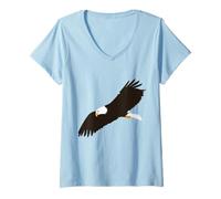 Femme Aigle Chauve Qui Vole T-Shirt avec Col en V