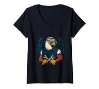 Femme Aigle de la liberté et Le Pouvoir de créer T-Shirt avec Col en V