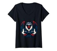 Femme Aigle de la Liberté : Puissance et liberté américaines T-Shirt avec Col en V
