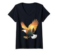 Femme Aigle Nature Forest America Funny Eagles Kids Eagles Kids Eagles T-Shirt avec Col en V