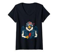 Femme Aigle Patriote du Pouvoir et de l'indépendance T-Shirt avec Col en V
