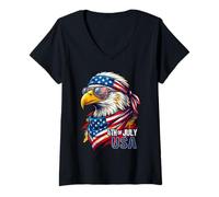 Femme Aigle Patriotique du 4 Juillet T-Shirt avec Col en V
