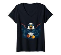 Femme Aigle Patriotique du Courage et de la Gloire T-Shirt avec Col en V