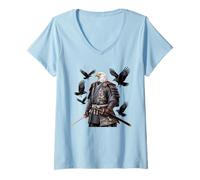 Femme Aigle samouraï Japonais Amérique Funny Eagles Kids Eagles T-Shirt avec Col en V