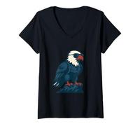 Femme Aigle Solitaire de la liberté et de la Vision T-Shirt avec Col en V