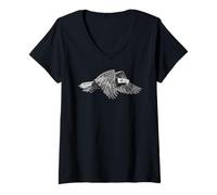 Femme Aigle Volant, Chauve américain, Grands fauconniers, Oiseaux prédateurs, Rapaces T-Shirt avec Col en V