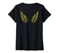 Femme Ailes d'ange Ange Gardien de la liberté T-Shirt avec Col en V