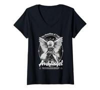 Femme Ailes d'ange religieuses archange Gardien chrétien de la lumière T-Shirt avec Col en V