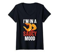 Femme Ailes de Poulet Buffalo Wings Foodie American Food Lover T-Shirt avec Col en V